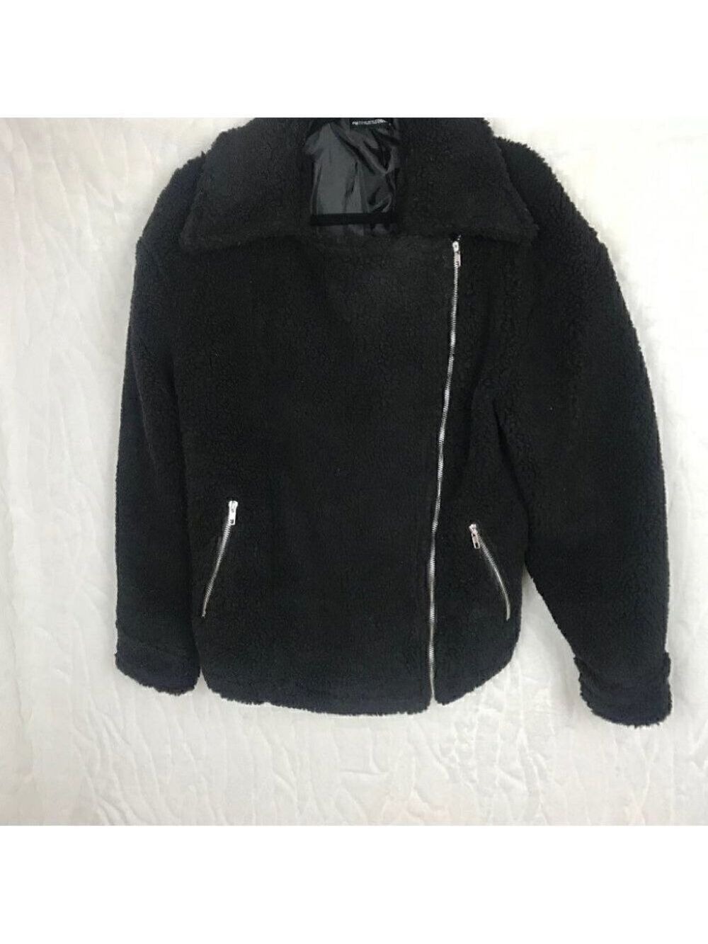 PRETTY Little Thing Black Teddy Coat Size 4